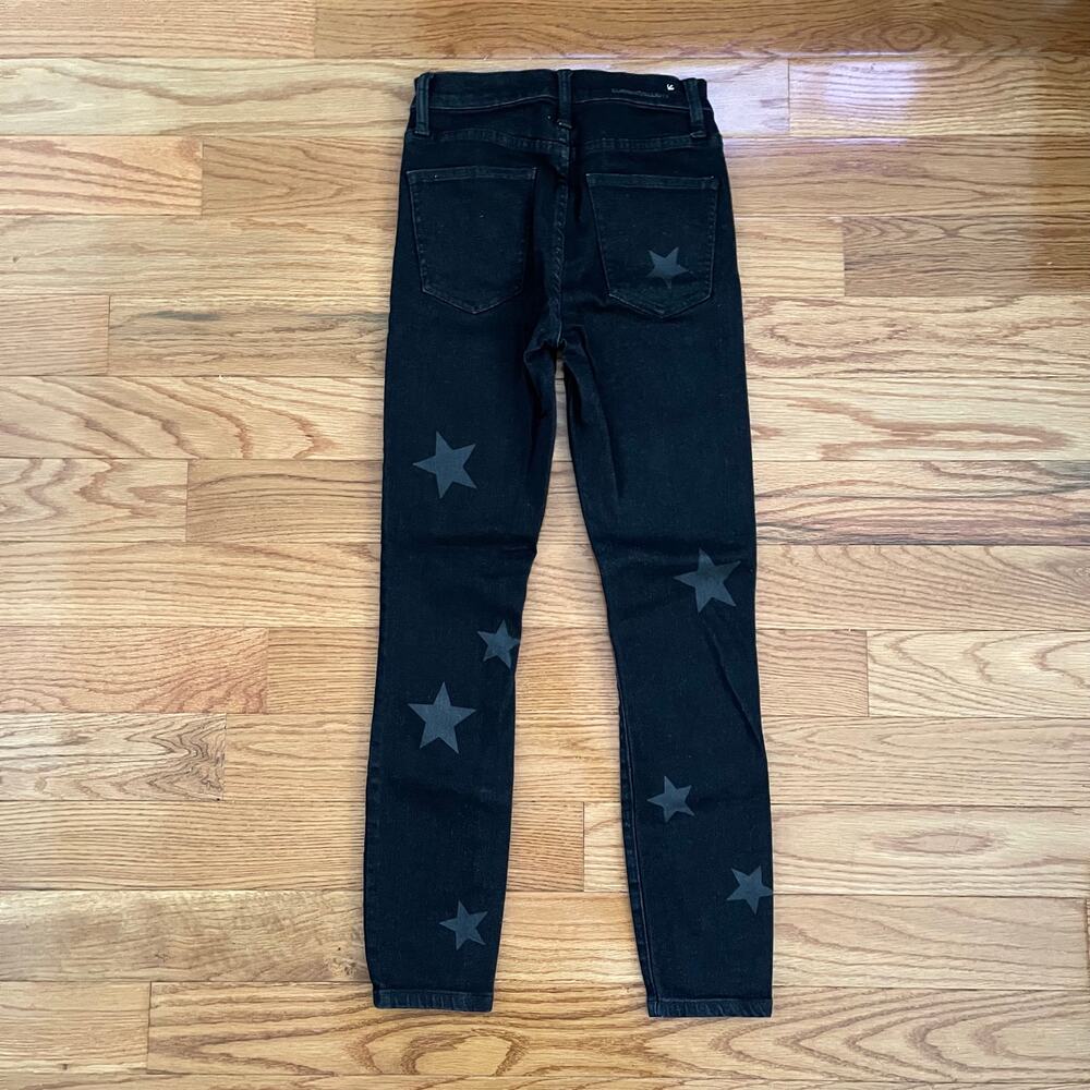 Current/Elliott Stiletto Star Jeans Womens 24 High Waist Black Vineland Crop - Picture 3 of 10